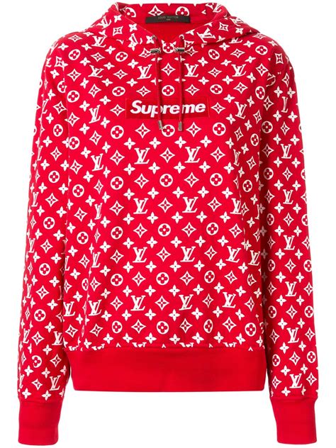 louis vuitton red hoodie supreme.